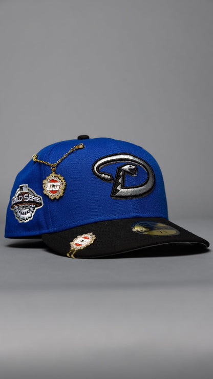 NEW ERA EXCLUSIVE 59FIFTY BLUE/BLACK ARIZONA DIAMONDBACKS W/ 2001 WORLD SERIES SIDE PATCH