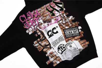 NEW* HERENCIA DE PATRONES x CAP CITY BLACK "CLIKA SHI" ZIP UP HOODIE