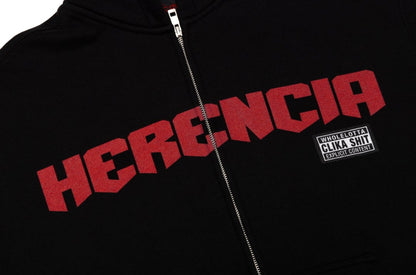 NEW* HERENCIA DE PATRONES x CAP CITY BLACK/RED "WHOLE LOTTA CLIKA SHI" ZIP UP HOODIE
