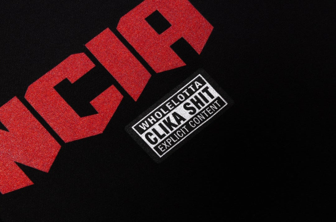 NEW* HERENCIA DE PATRONES x CAP CITY BLACK/RED "WHOLE LOTTA CLIKA SHI" ZIP UP HOODIE