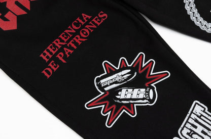 NEW* HERENCIA DE PATRONES x CAP CITY BLACK/RED "WHOLE LOTTA CLIKA SHI" SWEATS