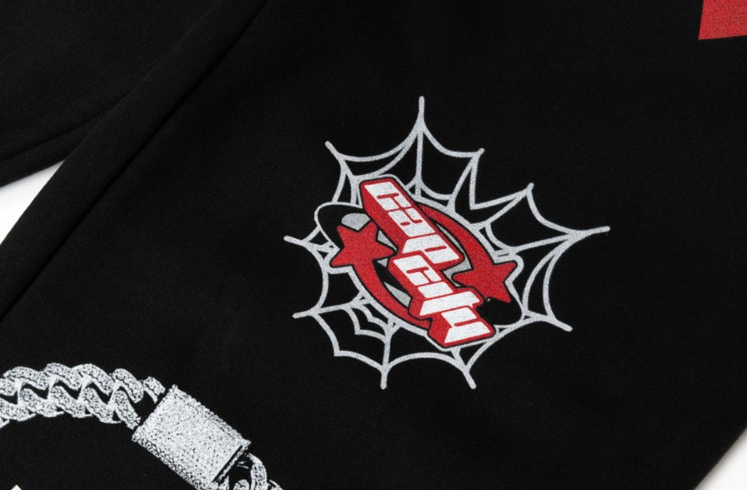 NEW* HERENCIA DE PATRONES x CAP CITY BLACK/RED "WHOLE LOTTA CLIKA SHI" SWEATS