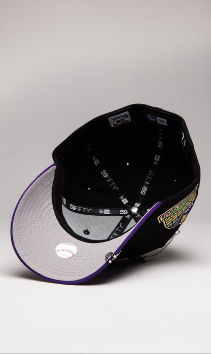 NEW ERA EXCLUSIVE 59FIFTY BLACK/PURPLE TEXAS RANGERS W/ INAUGURAL SEASON SIDE PATCH