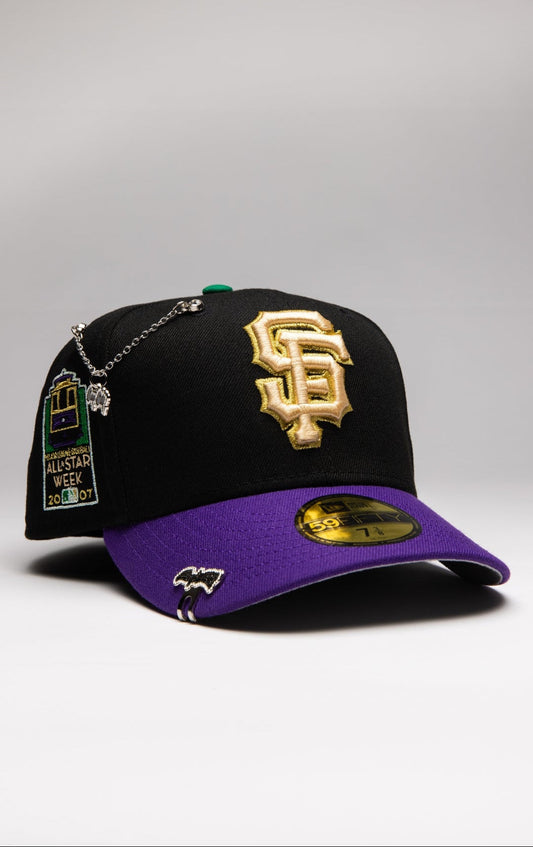 NEW ERA EXCLUSIVE 59FIFTY BLACK/PURPLE SAN FRANCISCO GIANTS W/ ALL STAR WEEK SIDE PATCH