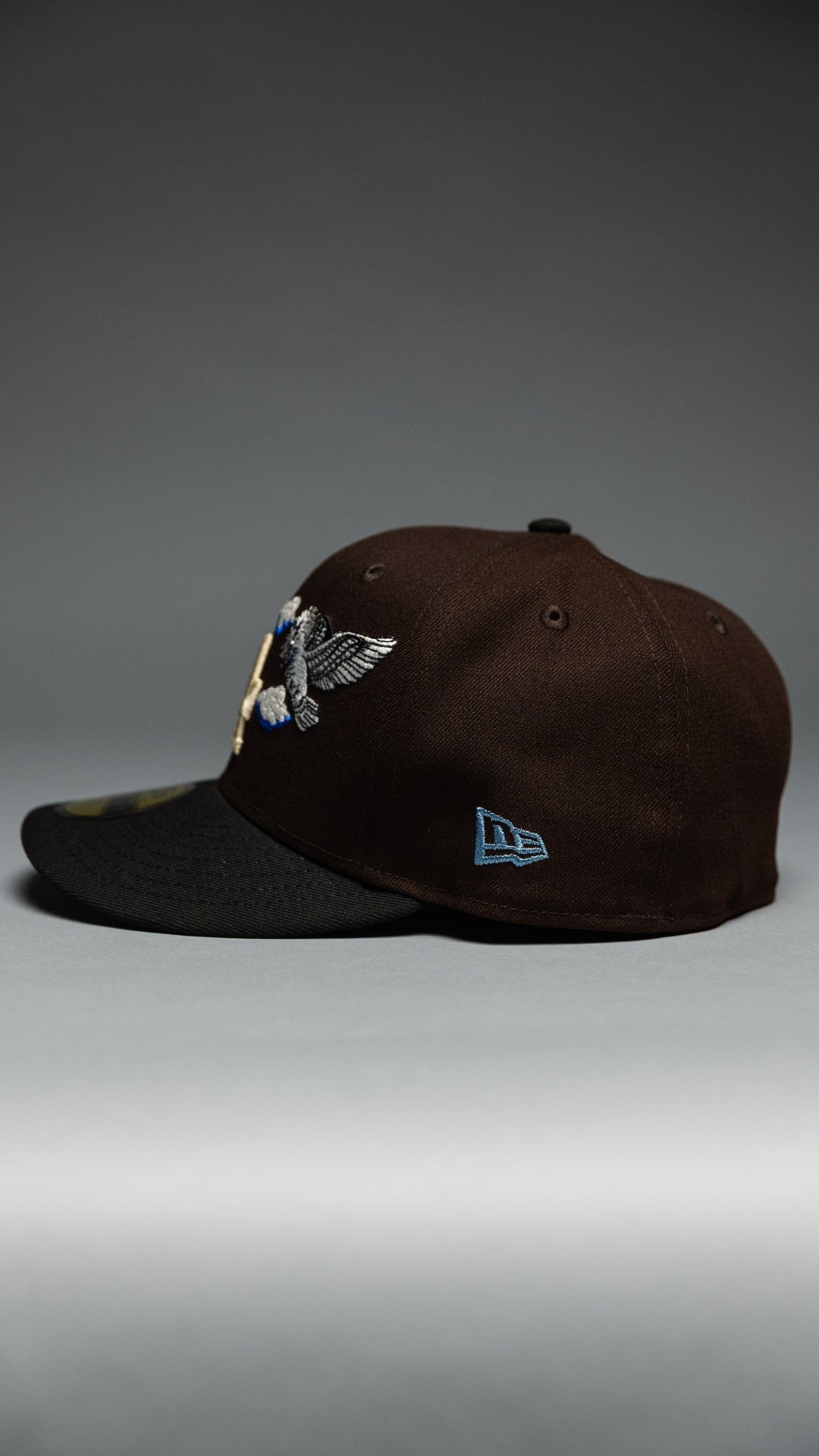 NEW ERA EXCLUSIVE 59FIFTY DARK BROWN/BLACK LOS ANGELES DODGERS 'HEAVENLY CITY" W/ 1984 OLYMPIC SIDE PATCH