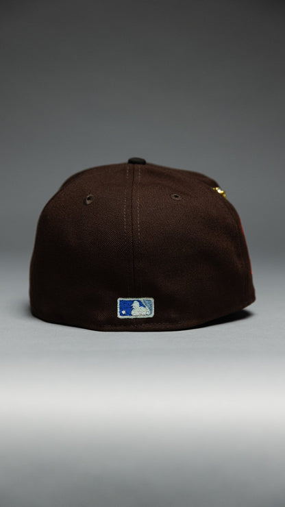 NEW ERA EXCLUSIVE 59FIFTY DARK BROWN/BLACK LOS ANGELES DODGERS 'HEAVENLY CITY" W/ 1984 OLYMPIC SIDE PATCH