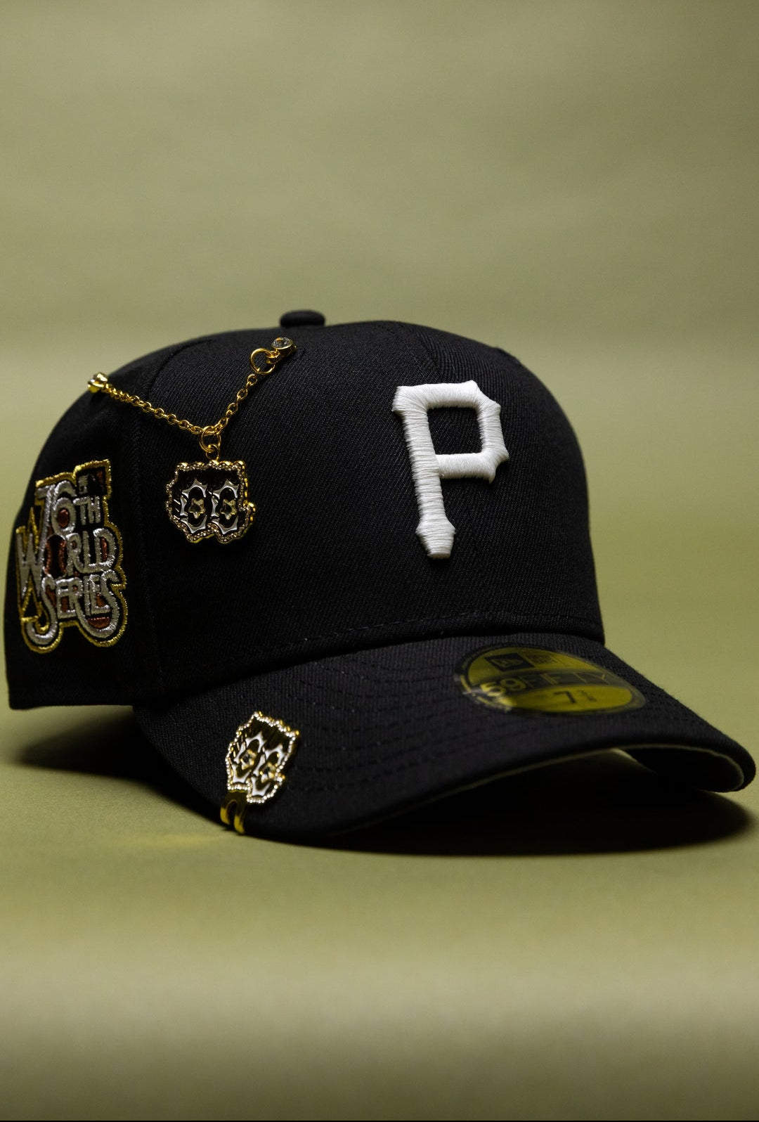 NEW ERA EXCLUSIVE 59FIFTY BLACK PITTSBURGH PIRATES W/ 76TH WORLD SERIES SIDE PATCH