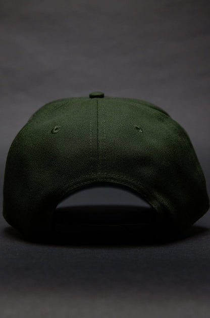 NEW ERA 9FIFTY A-FRAME DARK OLIVE ANAHEIM ANGELS SNAPBACK W/ 40TH ANNIVERSARY SIDE PATCH