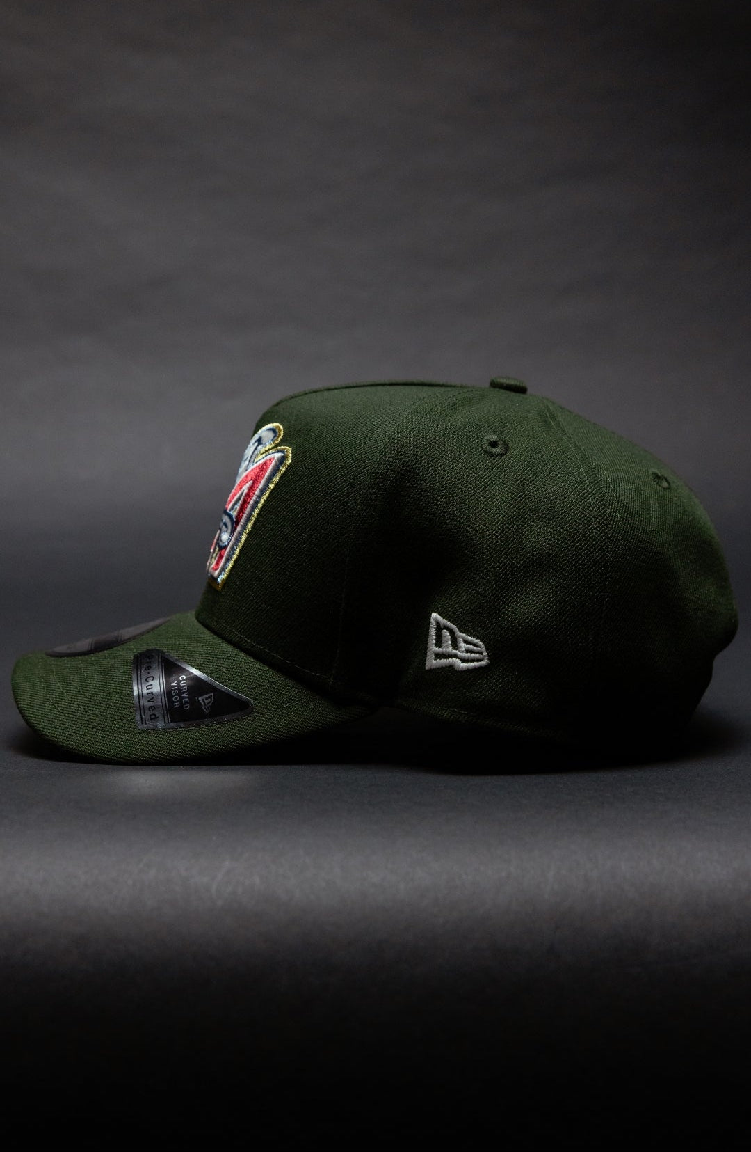 NEW ERA 9FIFTY A-FRAME DARK OLIVE ANAHEIM ANGELS SNAPBACK W/ 40TH ANNIVERSARY SIDE PATCH