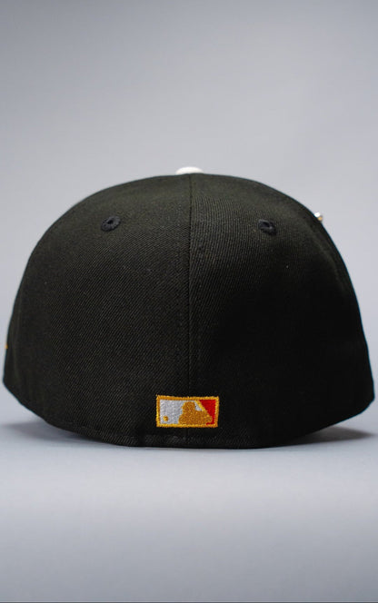 NEW ERA EXCLUSIVE 59FIFTY BLACK LOS ANGELES DODGERS W/ HEART + 100TH ANNIVERSARY SIDE PATCH