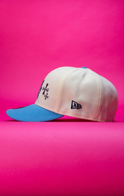 NEW ERA EXCLUSIVE 59FIFTY CHROME/ICY BLUE LOS ANGELES DODGERS W/ BLOOMING ROSE + SHOHEI OHTANI SIDE PATCH