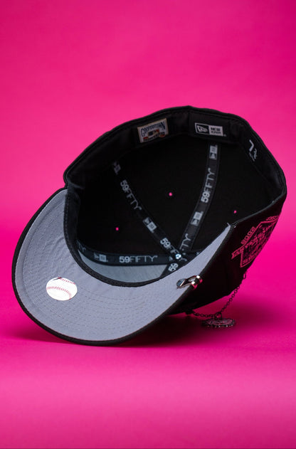 NEW ERA EXCLUSIVE 59FIFTY BLACK LOS ANGELES DODGERS W/ EMBROIDERY + 50TH ANNIVERSARY SIDE PATCH