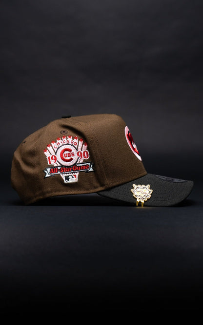NEW ERA 9FIFTY A-FRAME BROWN/BLACK CHICAGO CUBS SNAPBACK W/ 1990 ALL STAR GAME SIDE PATCH