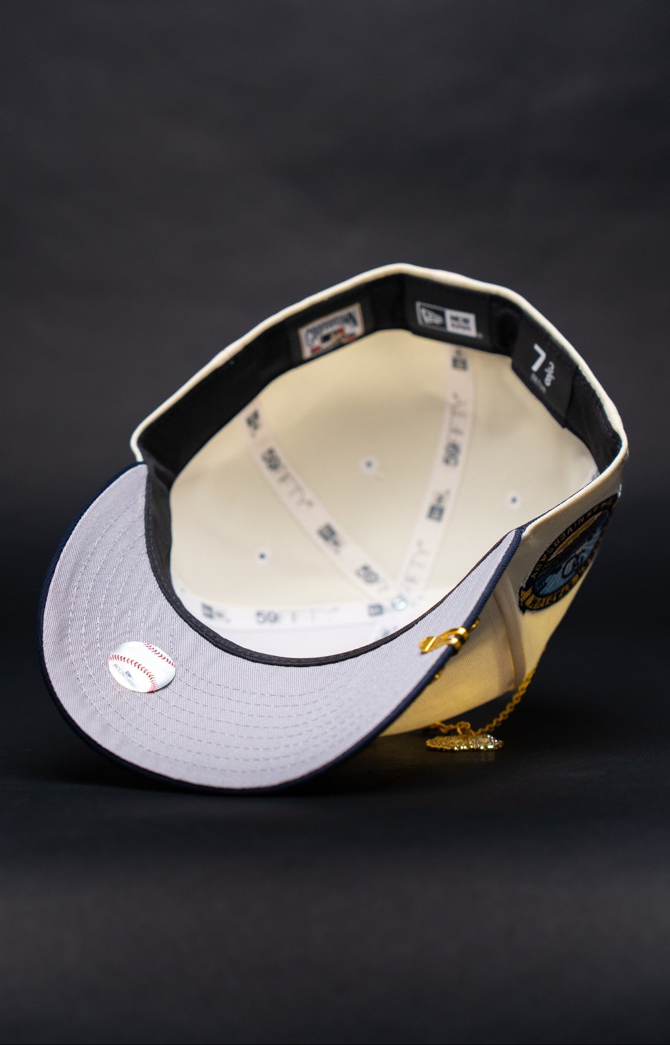 NEW ERA EXCLUSIVE 59FIFTY CHROME/NAVY LOS ANGELES DODGERS W/ EMBROIDERY + 50TH ANNIVERSARY SIDE PATCH