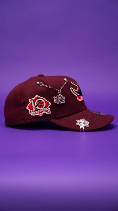 NEW ERA EXCLUSIVE 59FIFTY BURGUNDY TAMPA BAY DEVILRAYS W/ 10TH SEASON SIDE PATCH