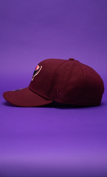 NEW ERA EXCLUSIVE 59FIFTY BURGUNDY TAMPA BAY DEVILRAYS W/ 10TH SEASON SIDE PATCH