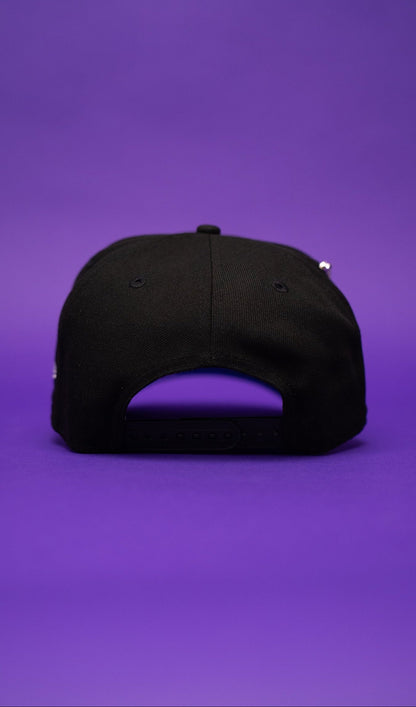 NEW ERA EXCLUSIVE 9FIFTY BLACK LOS ANGELES DODGERS SNAPBACK W/ BLUE ROSE + 75TH WORLD SERIES SIDE PATCH