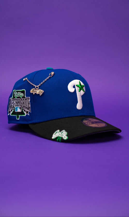 NEW ERA EXCLUSIVE 59FIFTY BLUE/BLACK PHILADELPHIA PHILLIES W/ 1996 ALL STAR GAME PATCH