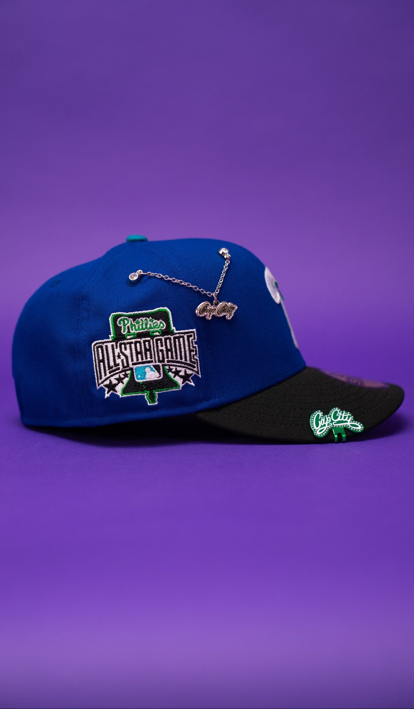 NEW ERA EXCLUSIVE 59FIFTY BLUE/BLACK PHILADELPHIA PHILLIES W/ 1996 ALL STAR GAME PATCH