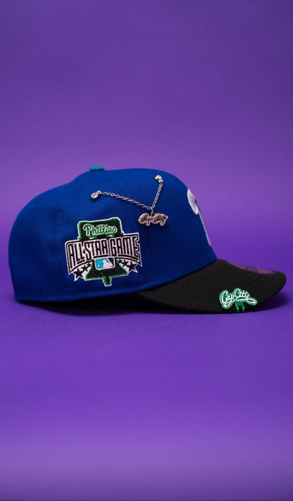 NEW ERA EXCLUSIVE 59FIFTY BLUE/BLACK PHILADELPHIA PHILLIES W/ 1996 ALL STAR GAME PATCH