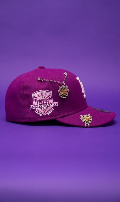 NEW ERA EXCLUSIVE 59FIFTY PURPLE LOS ANGELES DODGERS W/ 50TH ANNIVERSARY SIDE PATCH