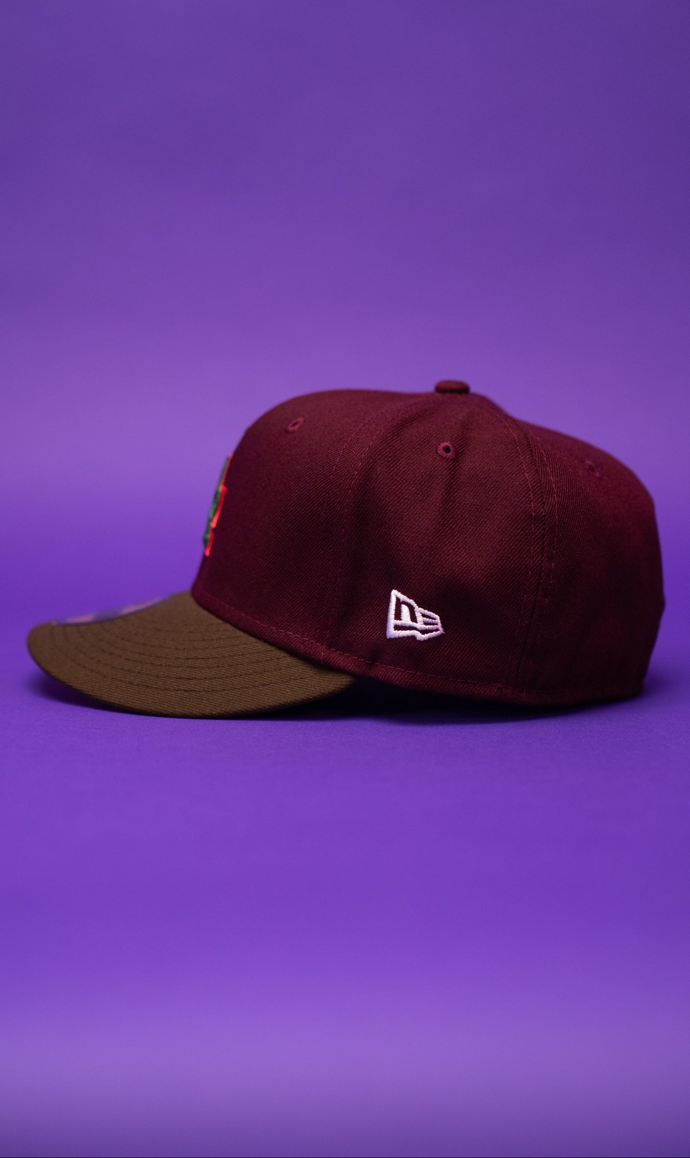 NEW ERA EXCLUSIVE 59FIFTY BURGUNDY/BROWN LOS ANGELES DODGERS W/ 75TH WORLD SERIES SIDE PATCH