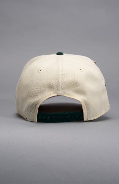 NEW ERA EXCLUSIVE 9FIFTY CHROME/FOREST GREEN ATLANTA BRAVES SNAPBACK W/ 2000 ALL STAR GAME SIDE PATCH