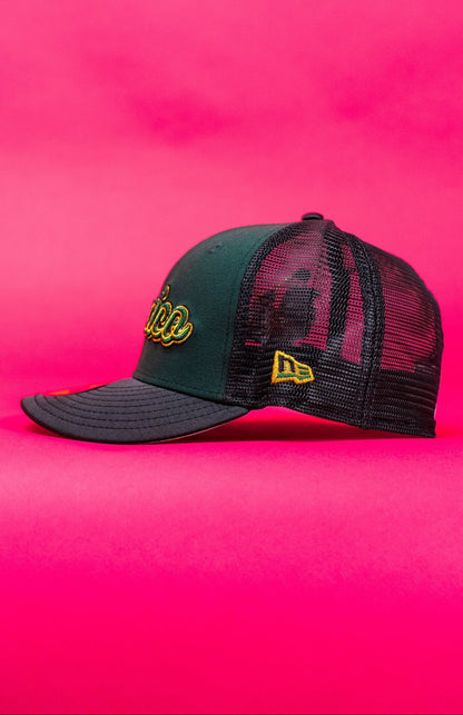 NEW ERA EXCLUSIVE 59FIFTY FOREST GREEN 2025 WBC MEXICO SCRIPT MESHBACK W/ EL GALLO SIDE PATCH