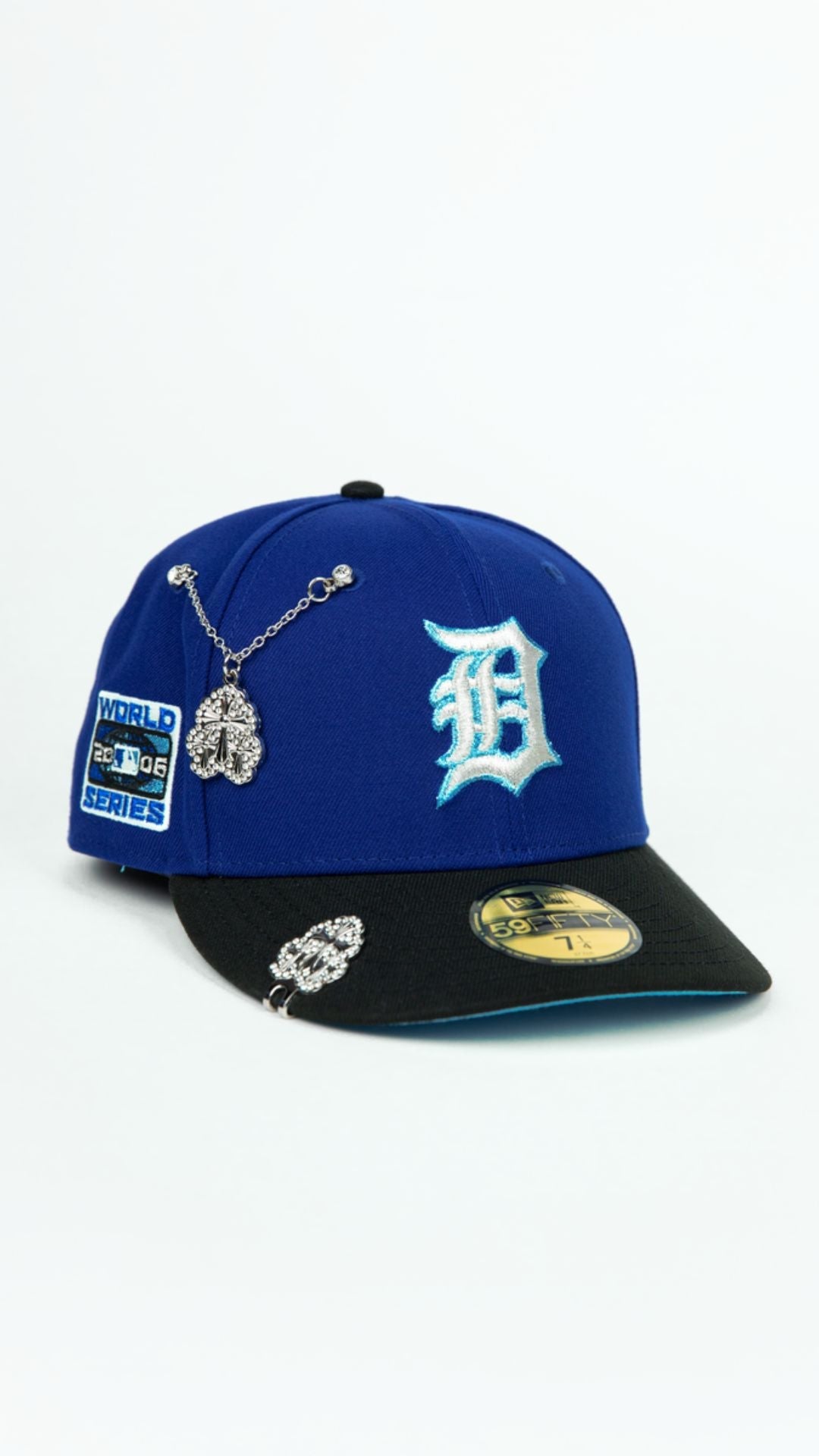 NEW ERA EXCLUSIVE 59FIFTY DARK BLUE/ BLACK DETROIT TIGERS W/ 2006 WORLD SERIES SIDE PATCH