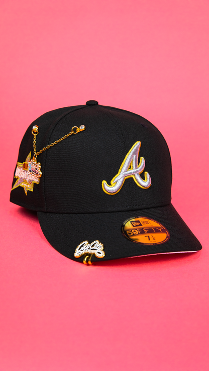 NEW ERA EXCLUSIVE 59FIFTY BLACK ATLANTA BRAVES W/ ALL STAR GAME SIDE PATCH