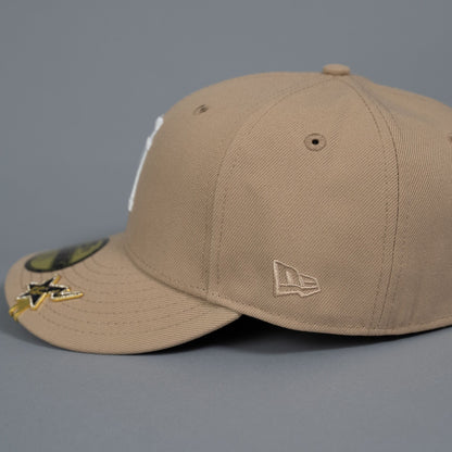 NEW ERA EXCLUSIVE 59FIFTY LIGHT KHAKI UPSIDE DOWN LOS ANGELES DODGERS W/ DODGER STADIUM SIDE PATCH