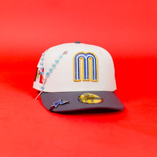 NEW ERA EXCLUSIVE 59FIFTY STONE GREY/ GREY MEXICO 2025 WORLD BASEBALL CLASSIC W/ MEXICO FALG SIDE PATCH