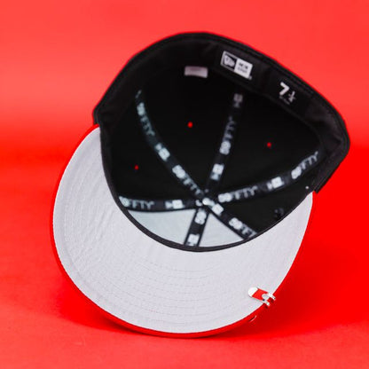 NEW ERA EXCLUSIVE 59FIFTY BLACK/ RED SAN JUDAS W/ "CAP CITY 15TH ANNIVERSARY" SIDE PATCH