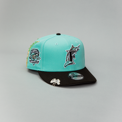 NEW ERA EXCLUSIVE 9FIFTY TEAL/ BLACK FLORIDA MARLINS SNAPBACK W/ 10TH ANNIVERSARY SIDE PATCH