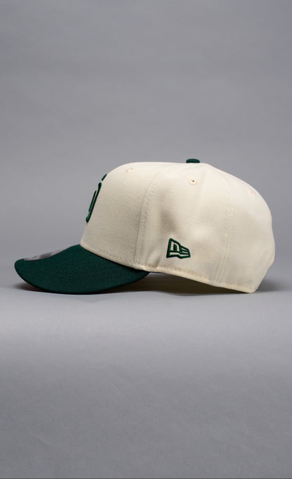 NEW ERA EXCLUSIVE 9FIFTY CHROME/FOREST GREEN SAN DIEGO PADRES SNAPBACK W/ ALL STAR GAME SIDE PATCH