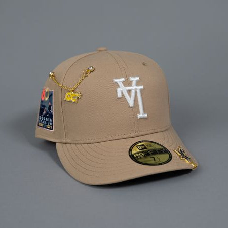 NEW ERA EXCLUSIVE 59FIFTY LIGHT KHAKI UPSIDE DOWN LOS ANGELES DODGERS W/ DODGER STADIUM SIDE PATCH