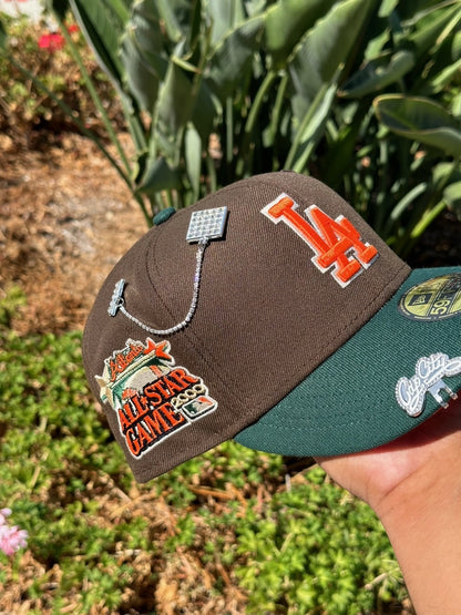 NEW ERA EXCLUSIVE 59FIFTY MOCHA/FOREST GREEN LOS ANGELES DODGERS W/ 2000 ALL STAR GAME SIDE PATCH