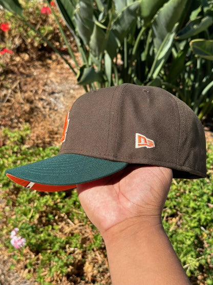 NEW ERA EXCLUSIVE 59FIFTY MOCHA/FOREST GREEN LOS ANGELES DODGERS W/ 2000 ALL STAR GAME SIDE PATCH
