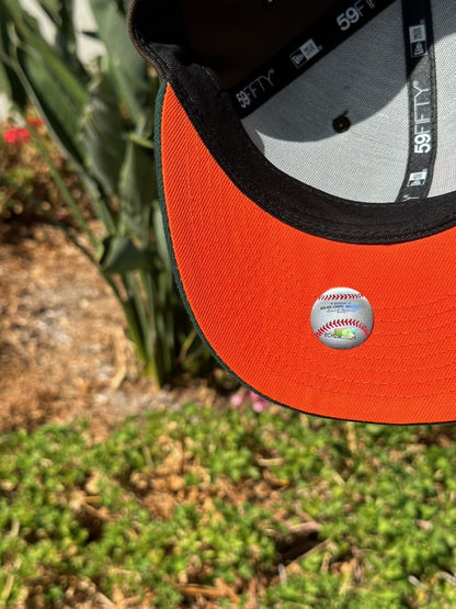 NEW ERA EXCLUSIVE 59FIFTY MOCHA/FOREST GREEN LOS ANGELES DODGERS W/ 2000 ALL STAR GAME SIDE PATCH