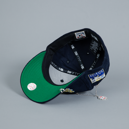 NEW ERA EXCLUSIVE 59FIFTY NAVY CORDUROY LOS ANGELES DODGERS SCRIPT W/ DDOGER STADIUM SIDE PATCH