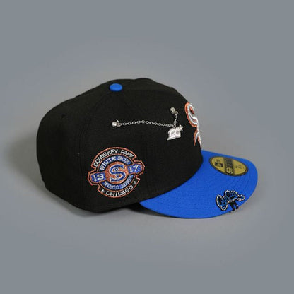 NEW ERA EXCLUSIVE 59FIFTY BLACK/ BLUE CHICAGO WHITE SOX W/ COMISKEY PARK SIDE PATCH