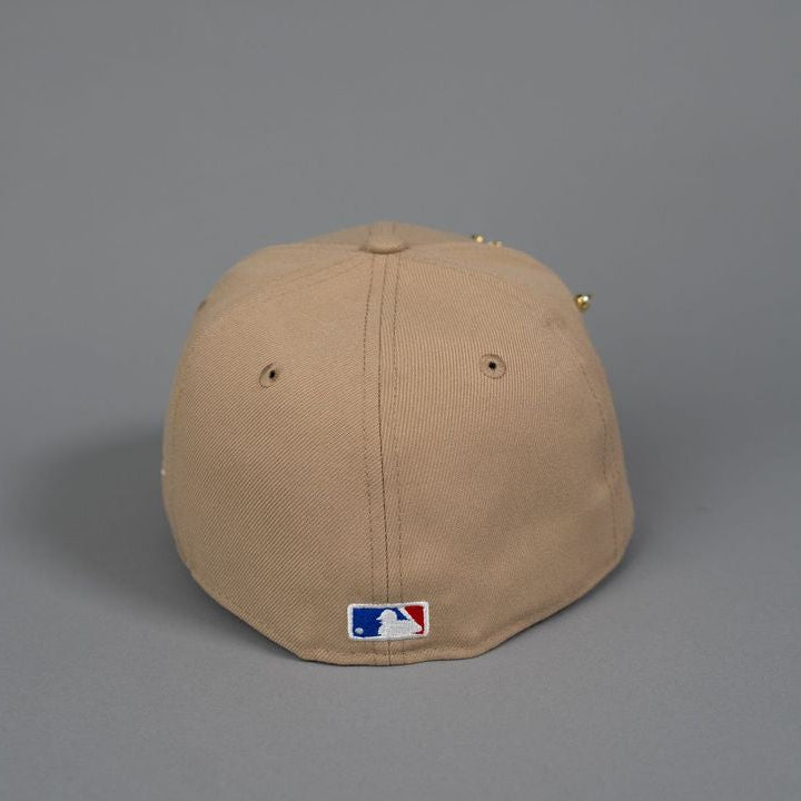 NEW ERA EXCLUSIVE 59FIFTY LIGHT KHAKI UPSIDE DOWN LOS ANGELES DODGERS W/ DODGER STADIUM SIDE PATCH