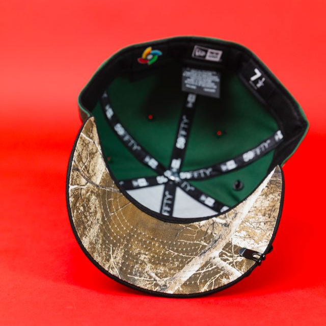 NEW ERA EXCLUSIVE 59FIFTY EMERALD GREEN/ BLACK MEXICO SCRIPT W/ MEXICO FLAG SIDE PATCH