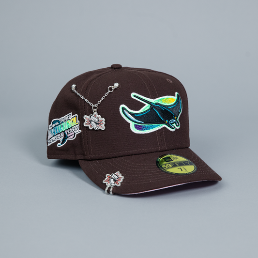 NEW ERA EXCLUSIVE 59FIFTY DARK BROWN TAMPA BAY DEVILRAYS W/ 1998 INAUGURAL SEASON SIDE PATCH